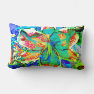 Coussin Rectangle Retro kiwi Lily, abstrait lis coloré