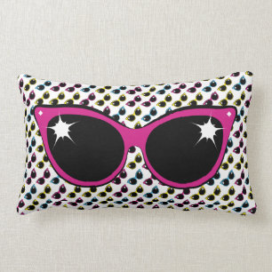 Coussin Rectangle Rétro motif de lunettes de soleil de chat avec le