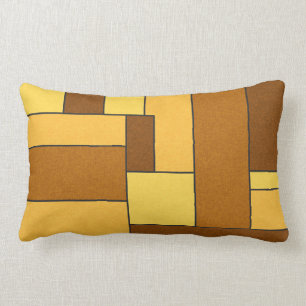 COUSSIN RECTANGLE RETRO RECTANGLES ORANGES JAUNES BROWN TEM MOTIF