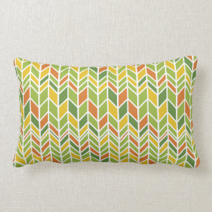 Coussin Rectangle Rétro Zig-Zag Orange & Green Chevron