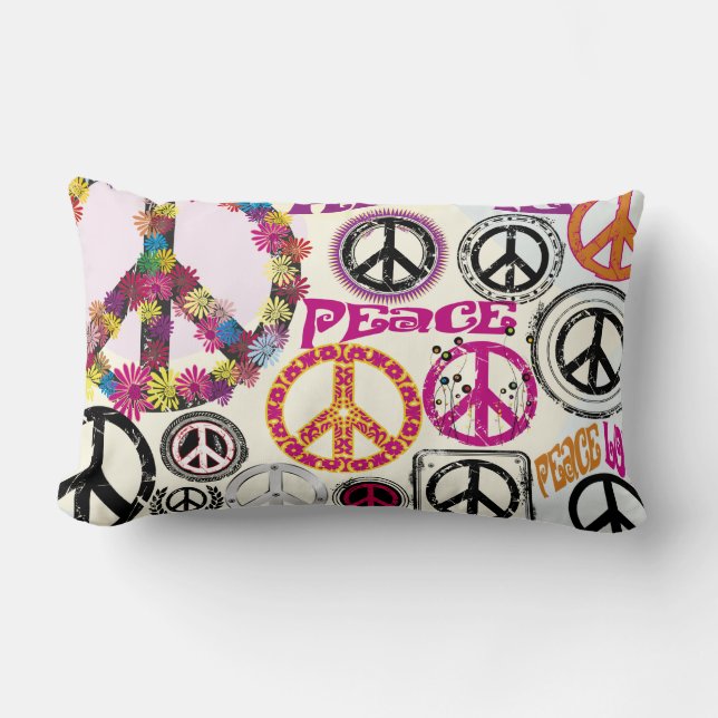 Coussin Rectangle Rétros symboles de hippie de paix et d'amour de (Recto)
