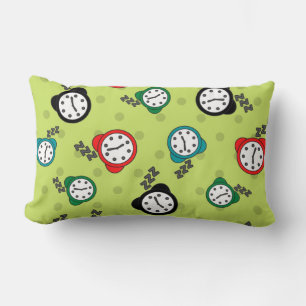 Coussin Rectangle Réveil adorable vert bleu rouge motif