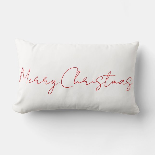 Coussin Rectangle Réversible Joyeux Noël Rouge Blanc Minimaliste (Recto)
