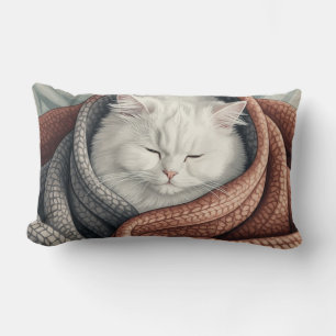 Coussin Rectangle Rêves Douillets : Chat Noir dans une Douce Couvert