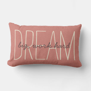 Coussin Rectangle Rêvez Grand Décoratif Corail & Crème Citation Scri