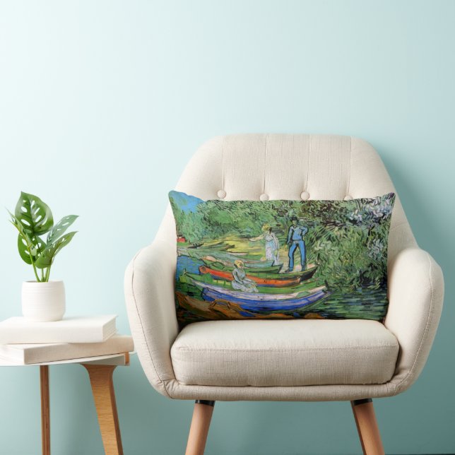 Coussin Rectangle Rive de l'Oise à Auvers par Vincent van Gogh (Chaise)