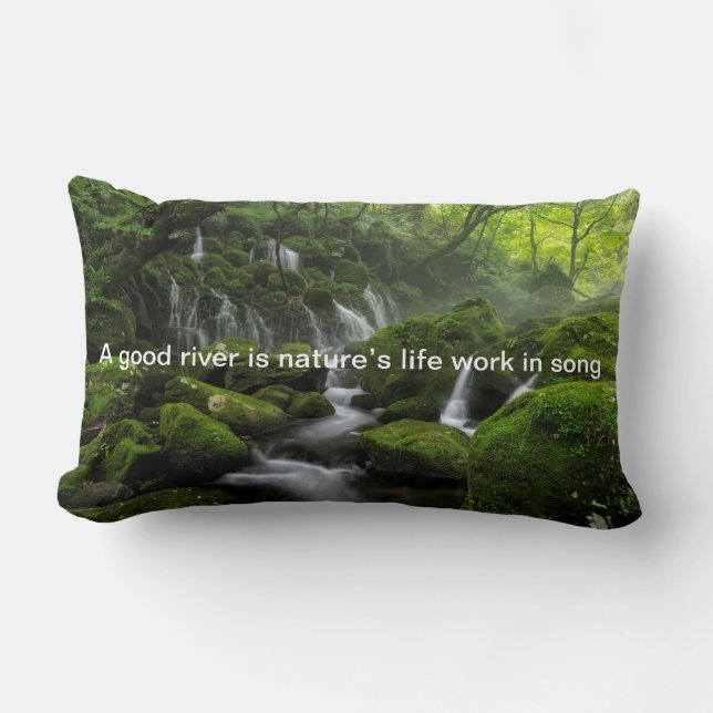 Coussin Rectangle Rivière - Forêt verte - Mix de devis (Recto)