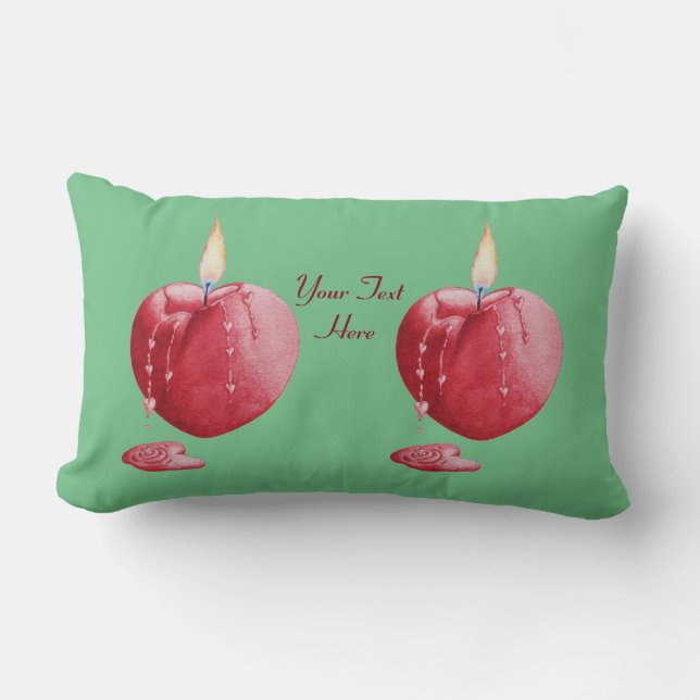 Coussin Rectangle romantique brûlant amour coeur en forme de bougie  (Recto)