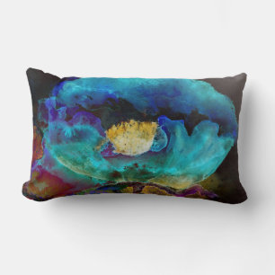 Coussin Rectangle Romantique élégant tableau turquoise floral aquare