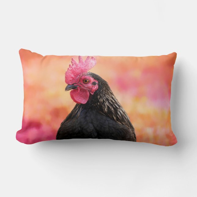 Coussin Rectangle Rooster noir (Recto)