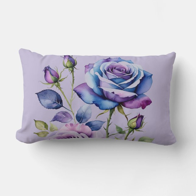 Coussin Rectangle Rose bleu et violet (violet) (Recto)