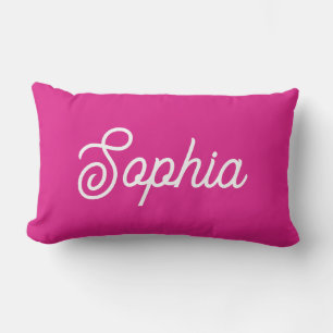 Coussin Rectangle Rose chaud vif Votre nom dans le script
