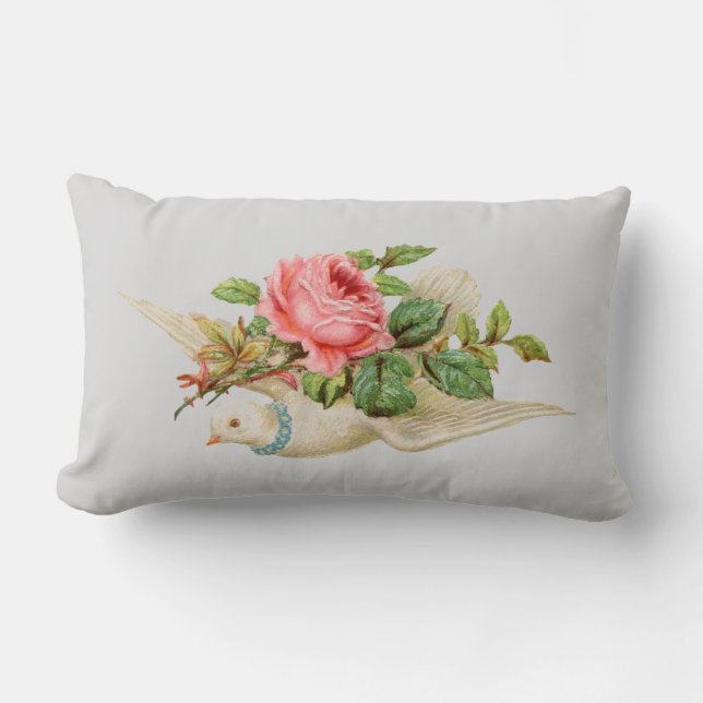 Coussin Rectangle Rose de la colombe (Recto)