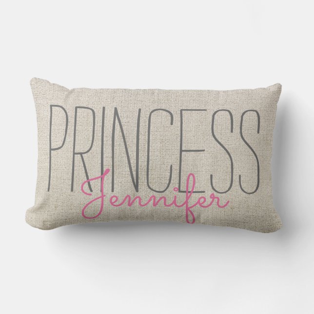 Coussin Rectangle ROSE de PRINCESSE chic rustique YOUR NAME IN BEIGE (Recto)