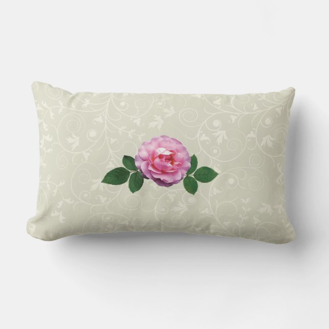 Coussin Rectangle Rose délicate rose (Recto)