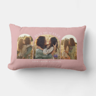 Coussin Rectangle rose élégant arche multi photo meilleure maman