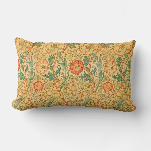 Coussin Rectangle Rose et Rose par William Morris  (Recto)