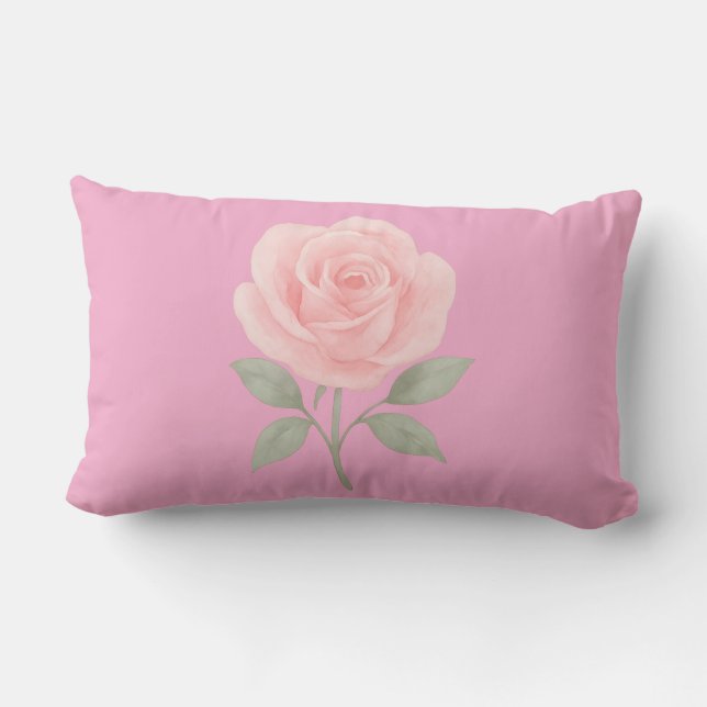 Coussin Rectangle Rose Flower Pink Name  (Verso)