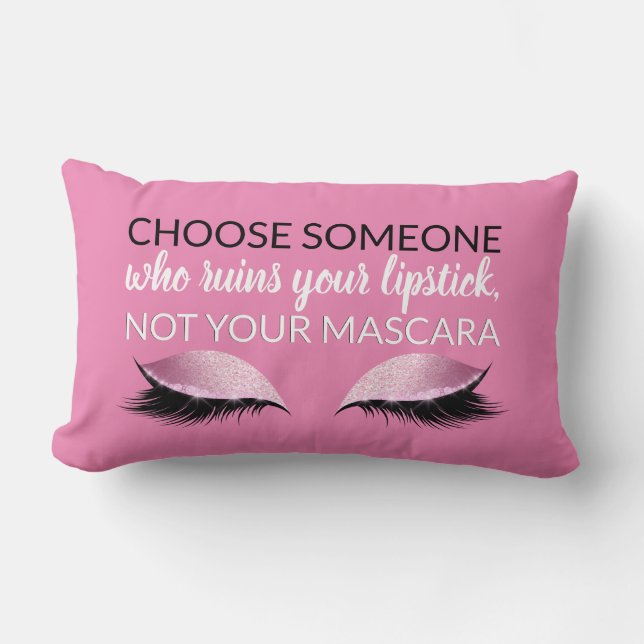 Coussin Rectangle Rose Girly inspiré de citation de maquillage de (Recto)
