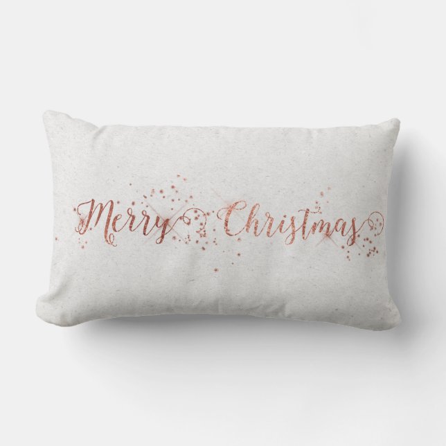 Coussin Rectangle Rose Gol Rose Silver Grey Kraft Joyeux Noël (Recto)