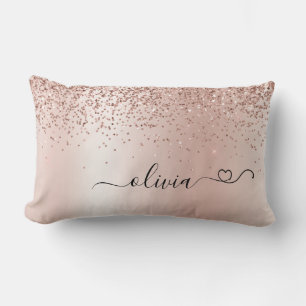 Coussin Rectangle Rose Gold - Parties scintillant rose pâle Nom du m