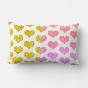 Coussin Rectangle Rose Gold Rose Doré Dégradé Cœurs Motifs Mignons