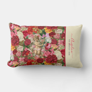 Coussin Rectangle Rose le plus doux Cherub Vintage et Motif Rose