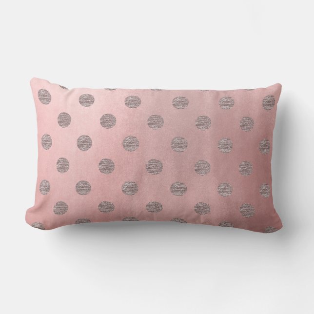 Coussin Rectangle Rose or rose brillant glam Pois moderne chic (Recto)