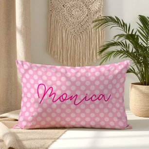 Coussin Rectangle Rose Pâle Personnalisé à pois