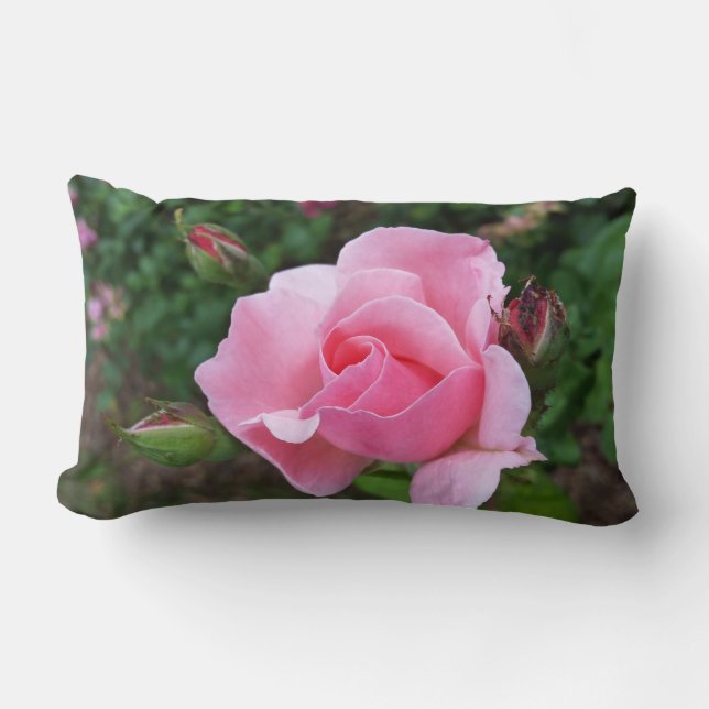 Coussin Rectangle rose rose en fleurs (Recto)