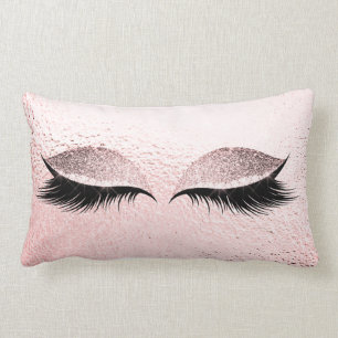 Coussin Rectangle Rose rose et blanc Parties scintillant noir Le gla