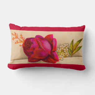 Coussin Rectangle Rose rouge victorienne