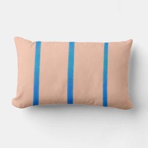 Coussin Rectangle Rose rouillé et bandes bleues Lancer l'oreiller 13