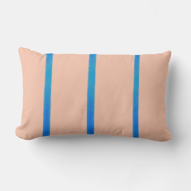 Coussin Rectangle Rose rouillé et bandes bleues Lancer l'oreiller 13 (Recto)