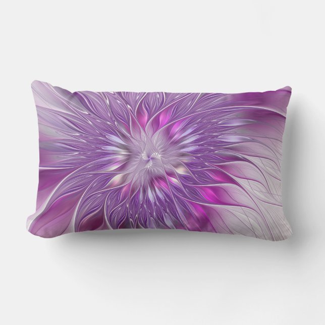 Coussin Rectangle Rose violet passion Fleur Art Abstrait Fractal (Recto)