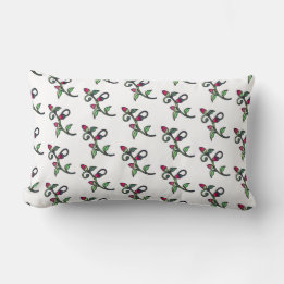 Coussin Rectangle Rosebud Motif rose vert et blanc pays