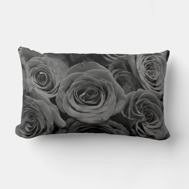 Coussin Rectangle Roses gris, photo florale grise (Recto)