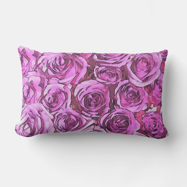Coussin Rectangle Roses magenta (Recto)