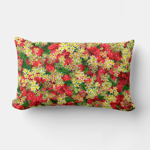 Coussin Rectangle Roses Rouges Et Frangipanis, Poussin Lumbar