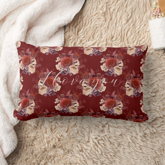 Coussin Rectangle Roses rouges romantiques Floral (Couverture)
