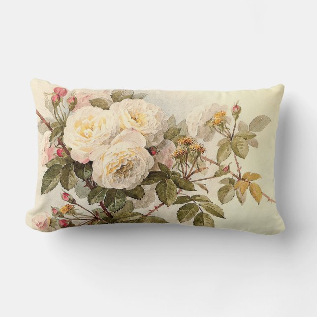 Coussin Rectangle Roses Vintages du Guinevere (Recto)