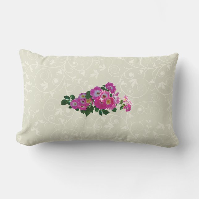 Coussin Rectangle Rosier grimpant rose (Recto)