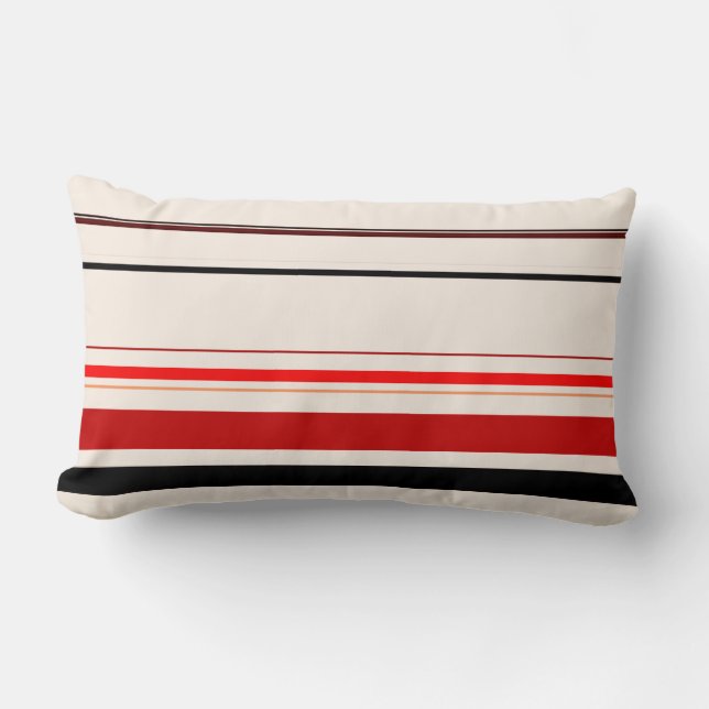 Coussin Rectangle Rouge Beige Brown rayures (Recto)