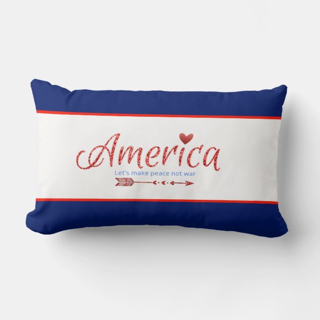 Coussin Rectangle Rouge, blanc, bleu, drapeau, étoiles, flèches, 4 j (Recto)
