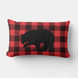 Coussin Rectangle Rouge noir Plaid avec ours noir