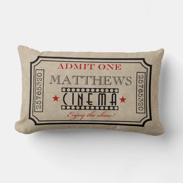 Coussin Rectangle Rouge personnalisé d'oreiller de billet de salle (Recto)