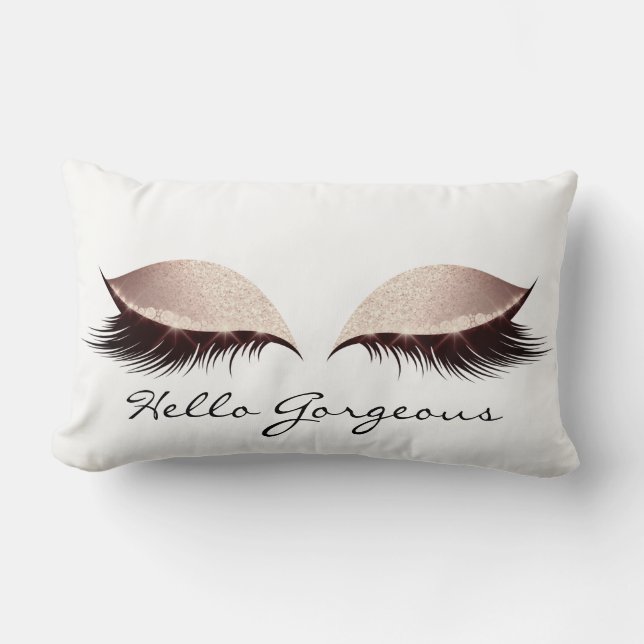 Coussin Rectangle Rouge Rose Jeu de maquillage Fille Bonjour Gorgey (Recto)