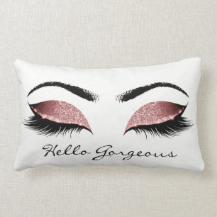 Coussin Rectangle Rouge Rose Lashes de maquillage Hello Gorgey