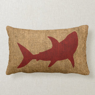 Coussin Rectangle Rouge rustique de requin nautique