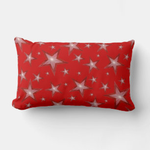 Coussin Rectangle Rouge Stars 'Texte' lumbar blanc dos